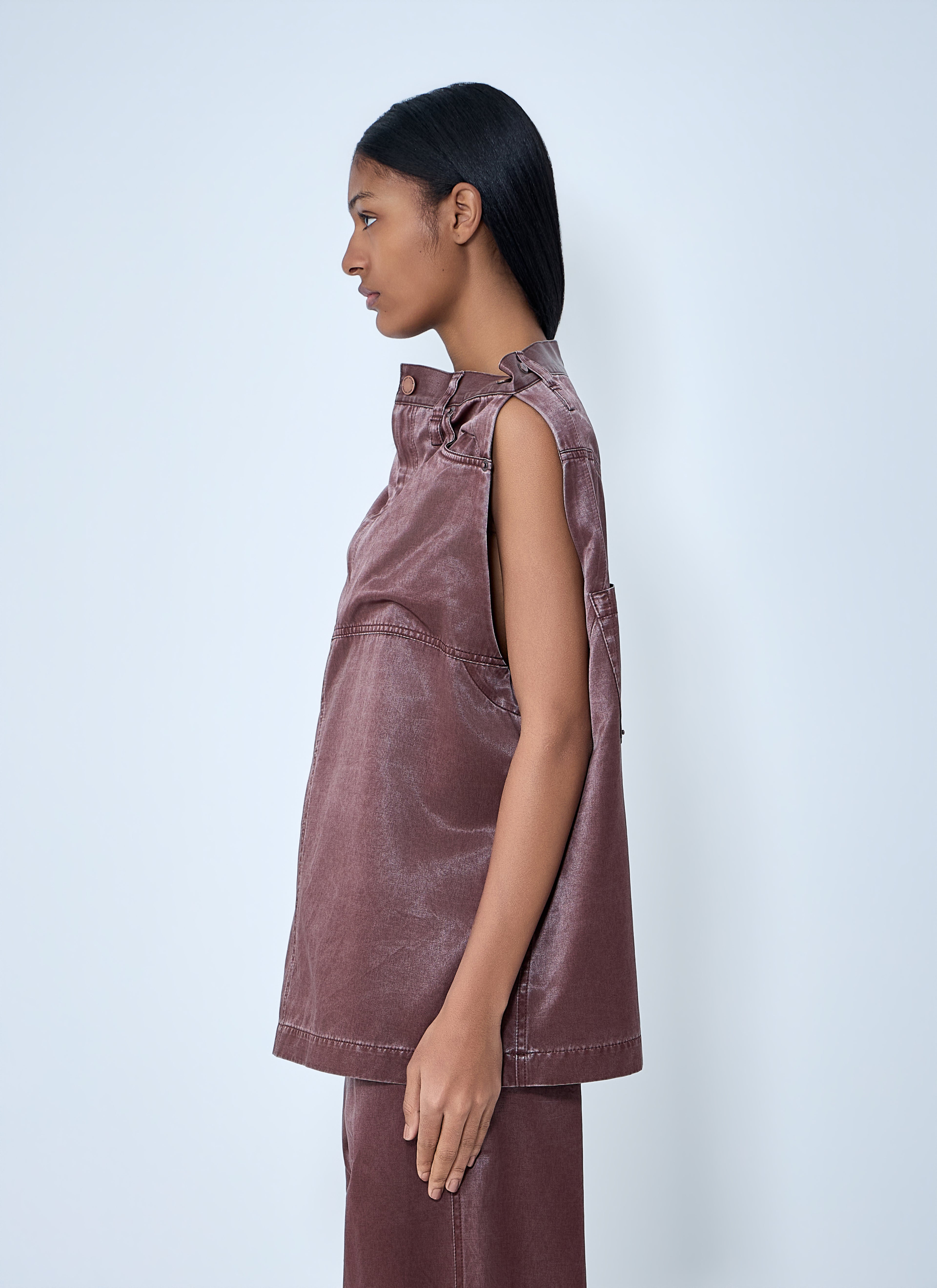 Satin Denim Sleeveless Top