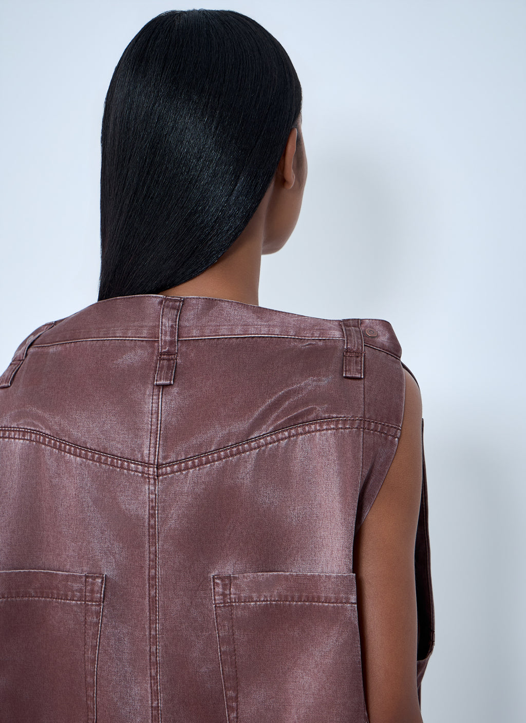 Satin Denim Sleeveless Top