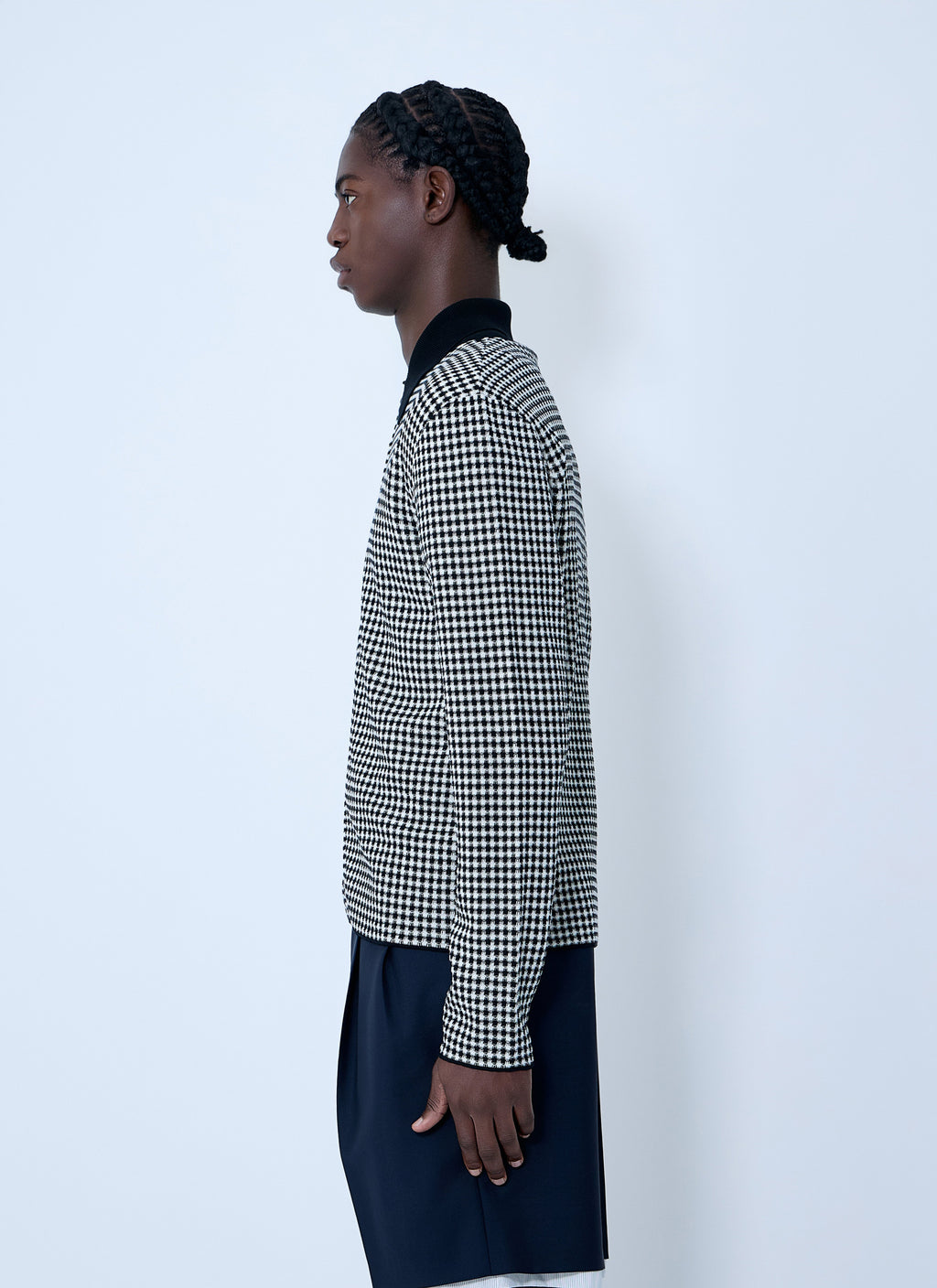 Houndstooth Zip-Up Shirt