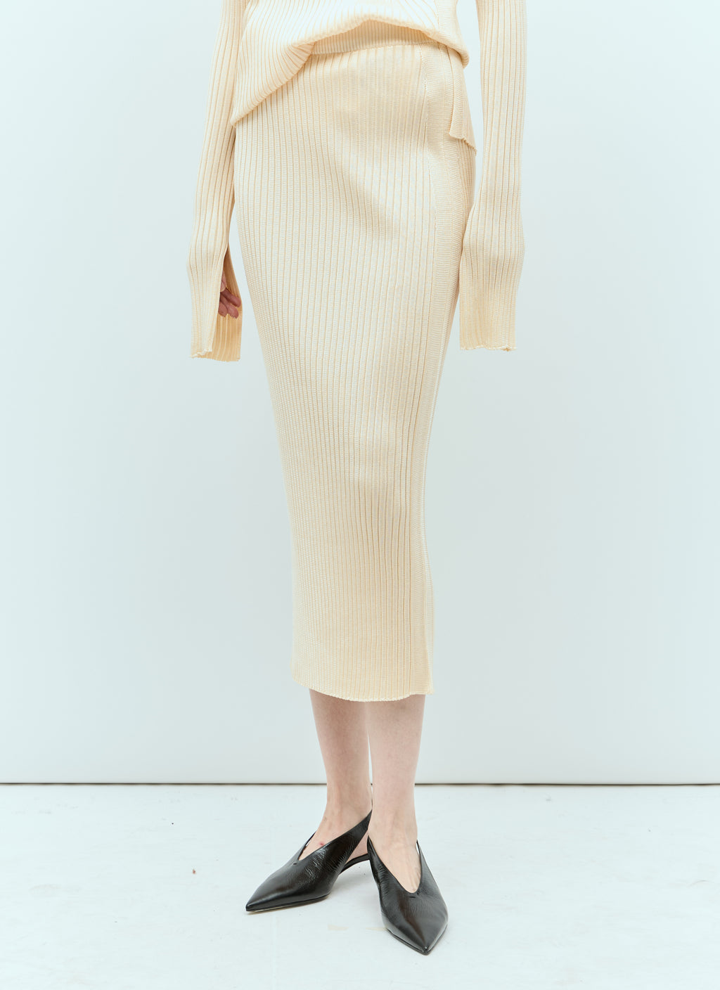 Rib Knit Midi Skirt