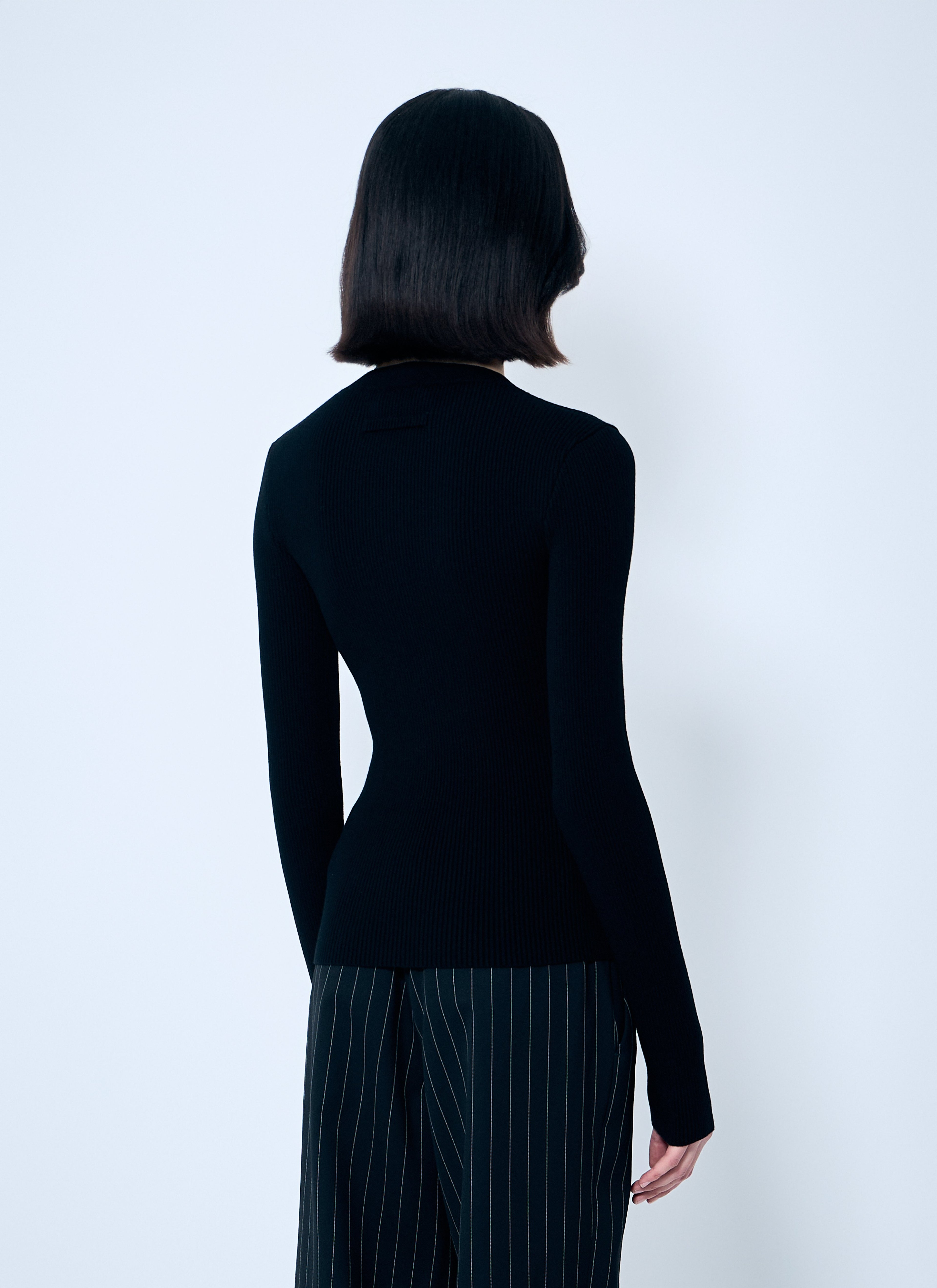 Rib Sweater With Transparent Panels