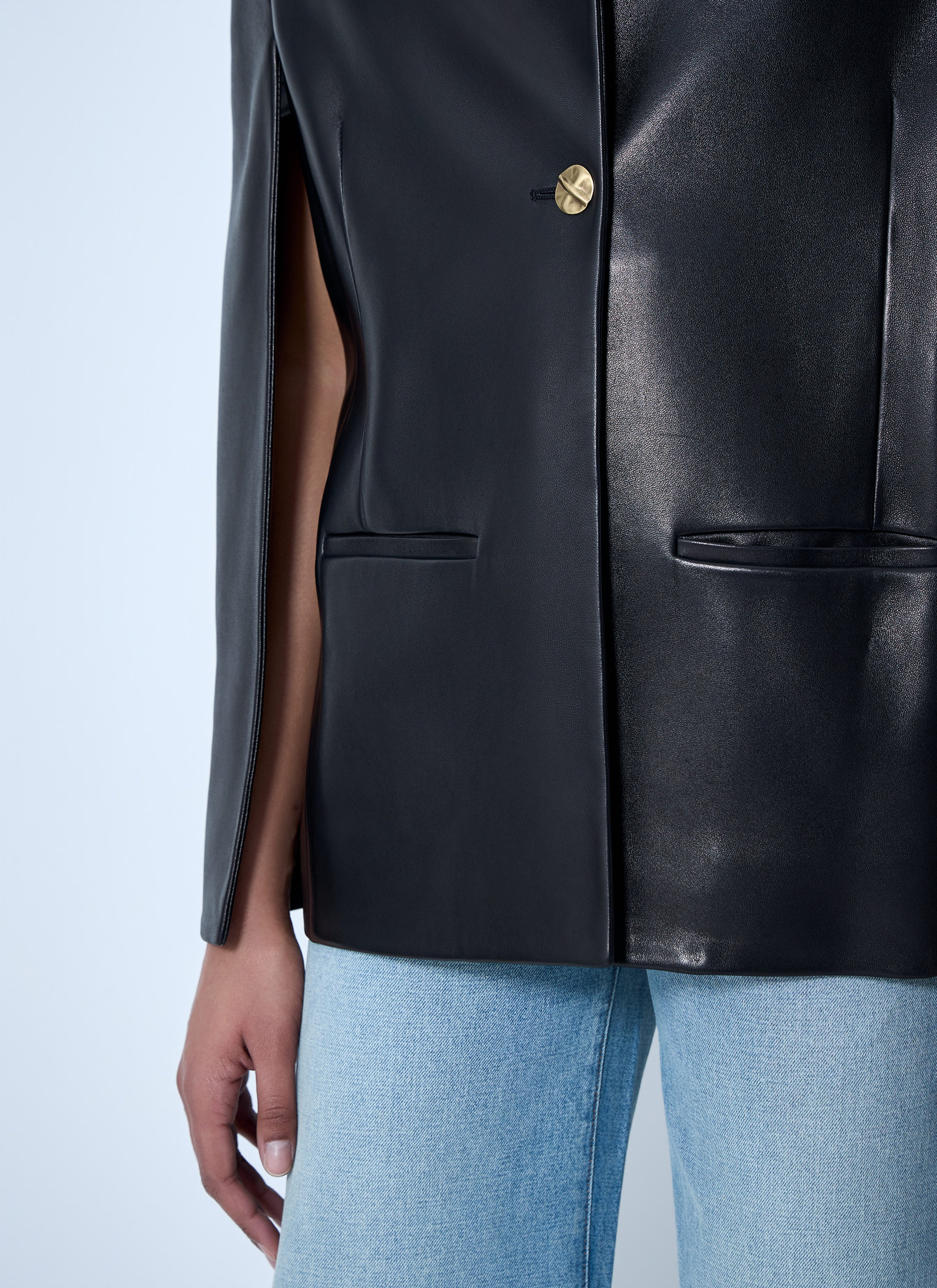 Single-Breasted Leather Jacket