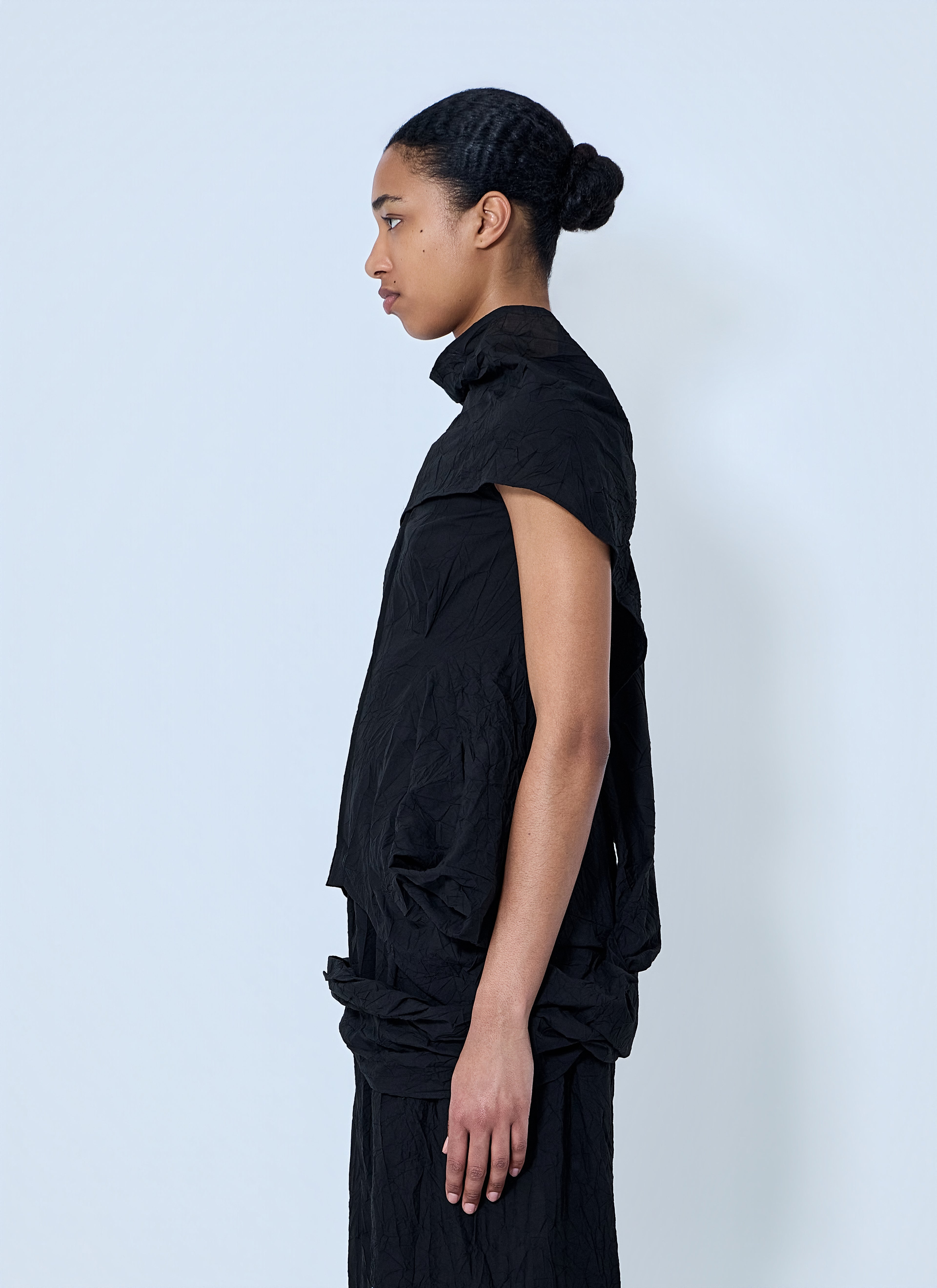 Wrinkled Typewriter Scarf Detail Vest