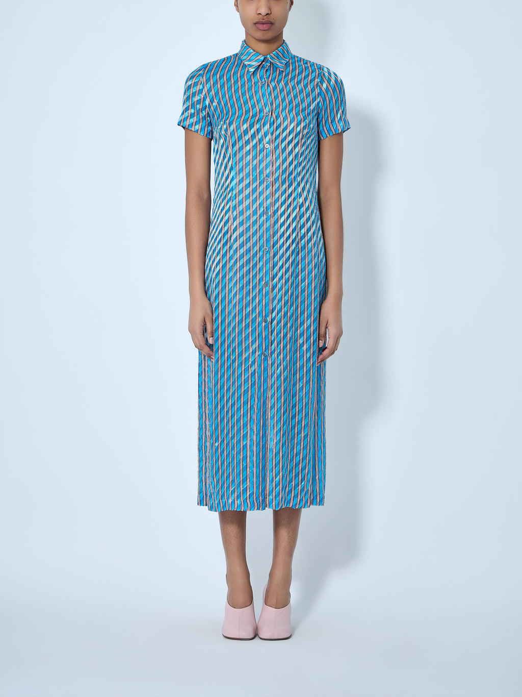 Striped Midi Shirt Dress