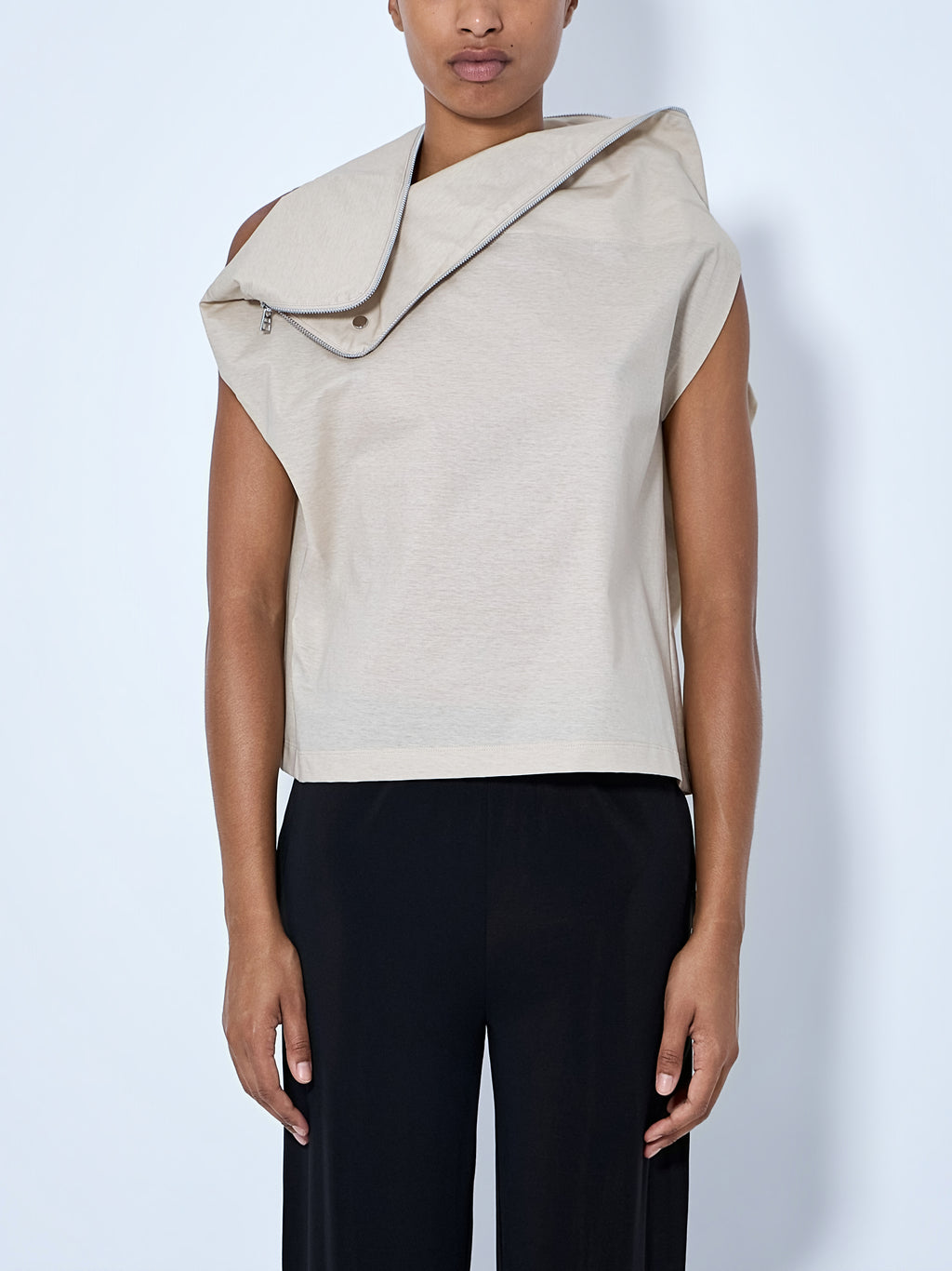 Asymmetric Zip Detail Top