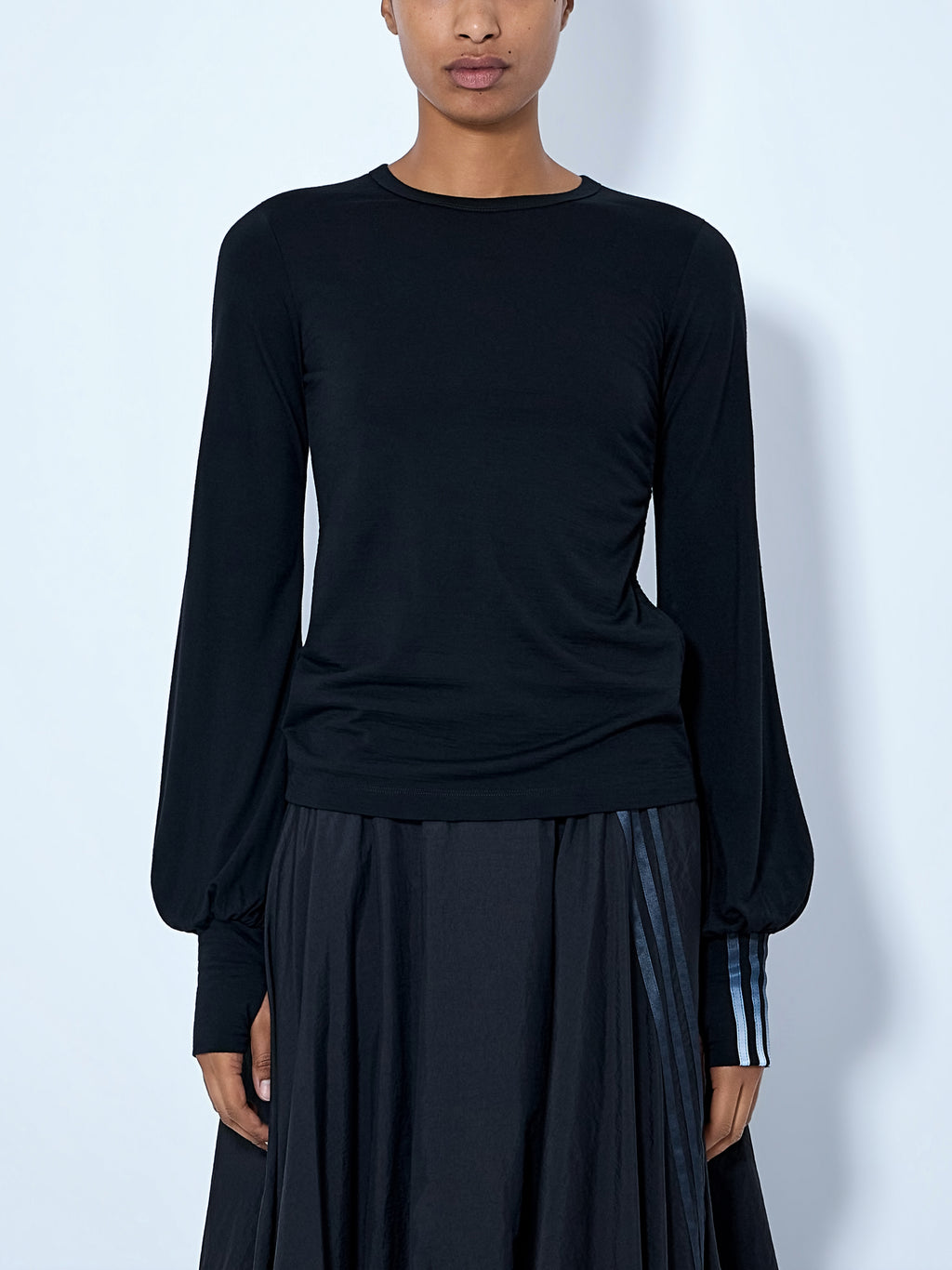 Wool Cinched Drape Longsleeve T-Shirt