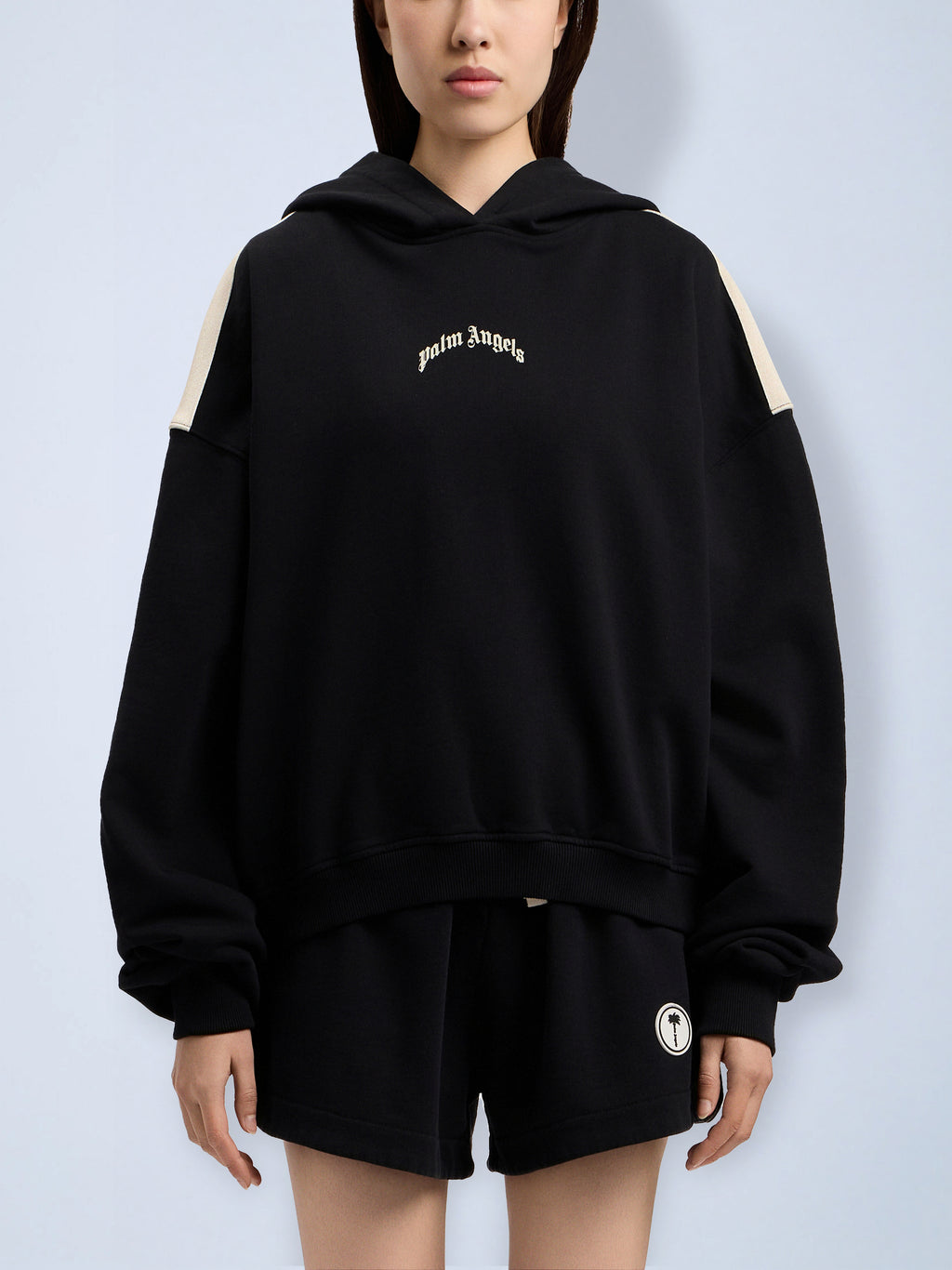 Curved Logo Loose Crop Hoodie