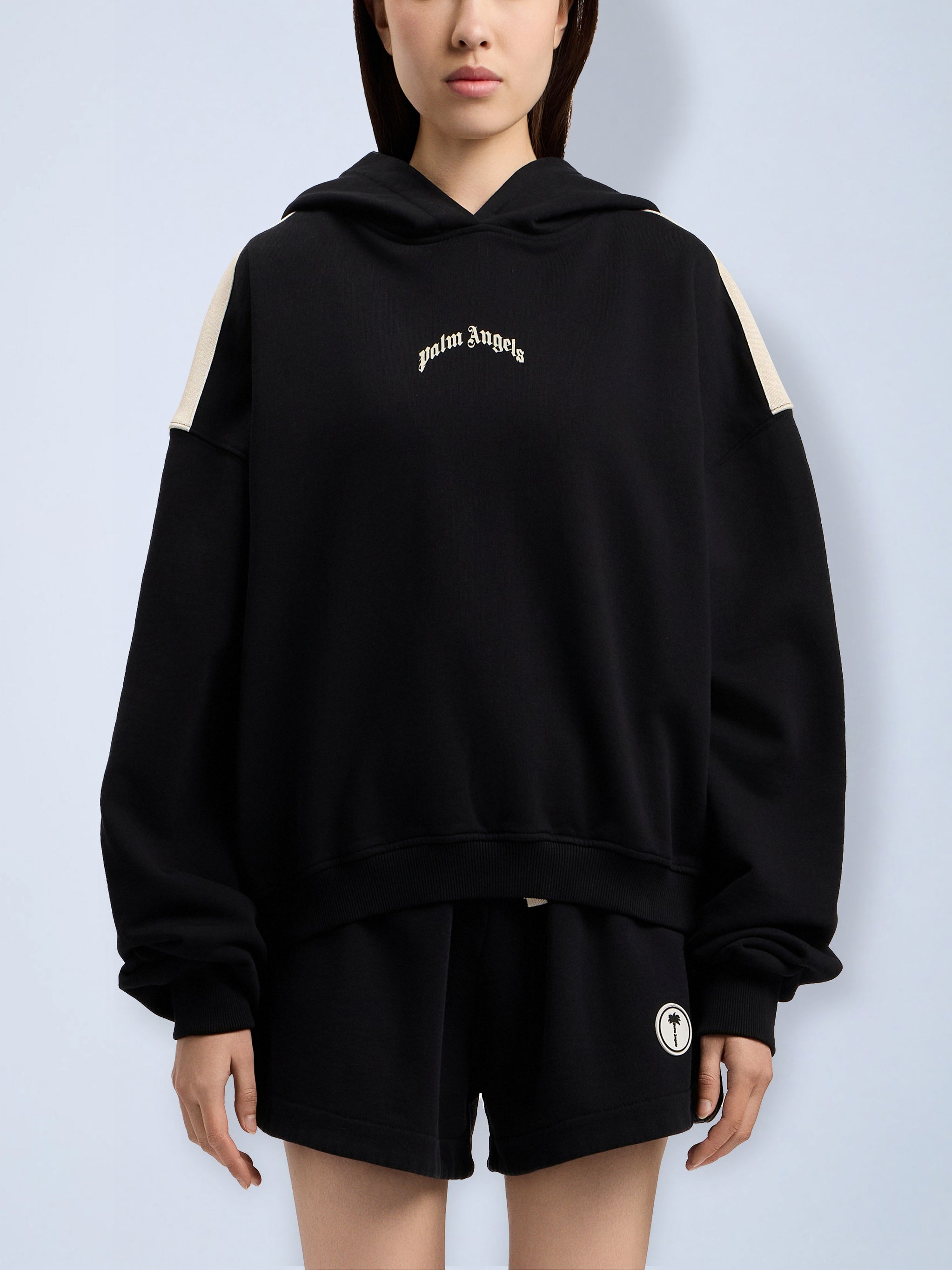 Curved Logo Loose Crop Hoodie