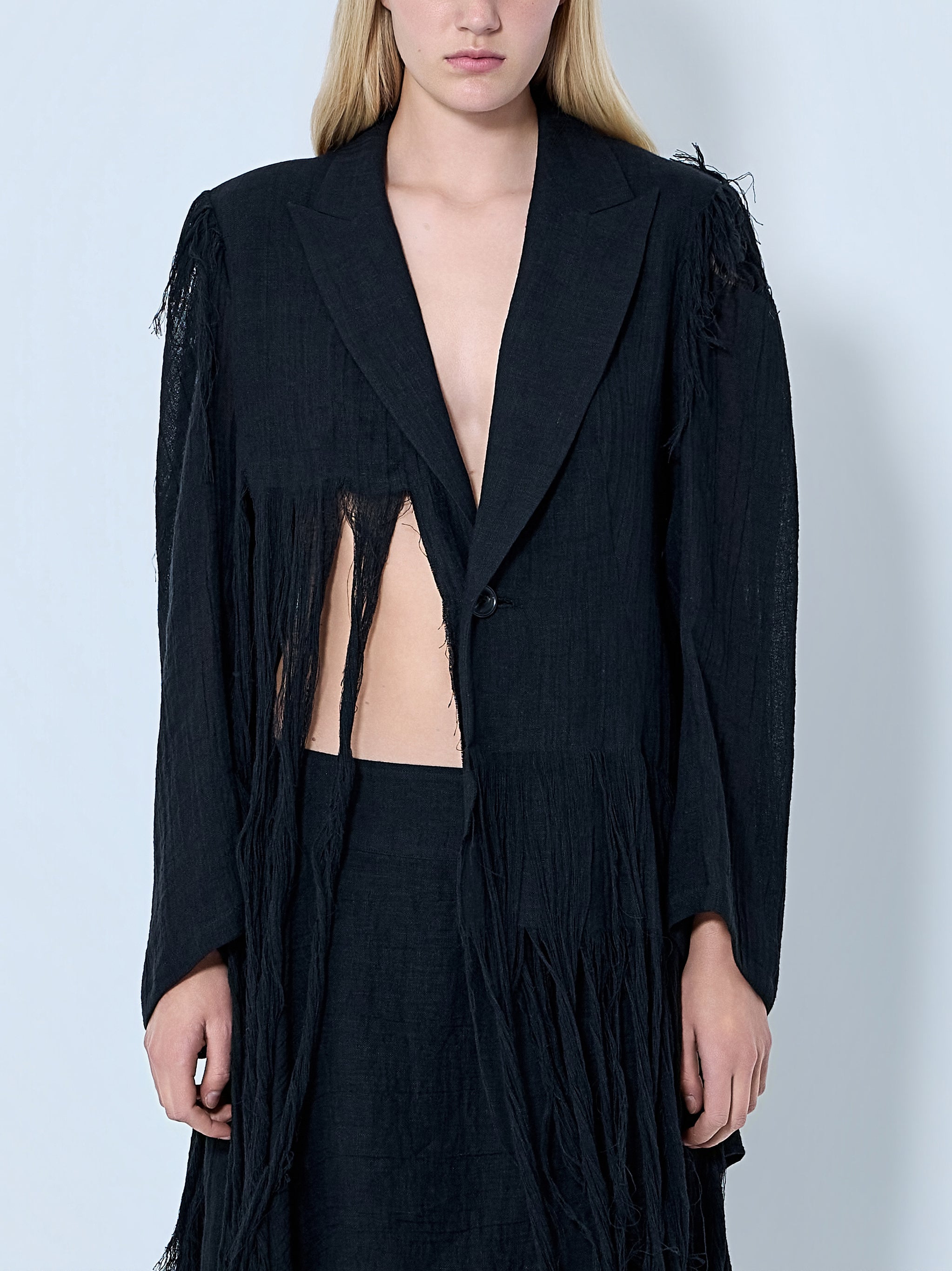 Frayed Hem Blazer
