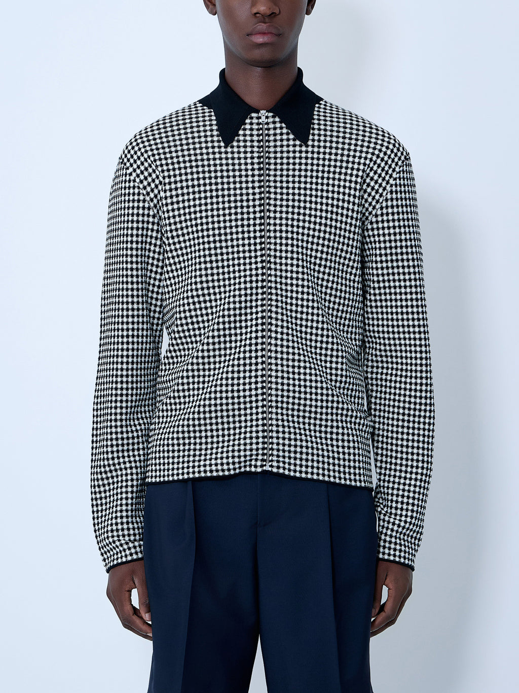 Houndstooth Zip-Up Shirt