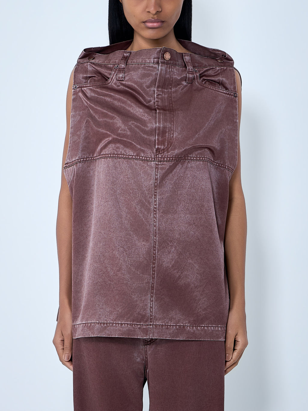 Satin Denim Sleeveless Top