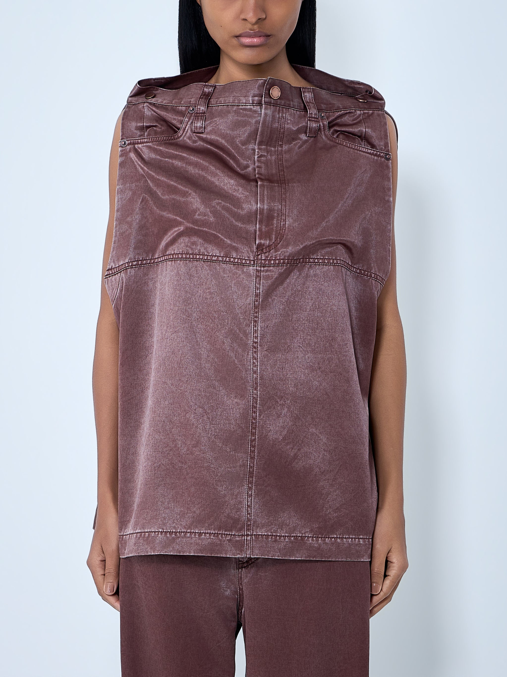Satin Denim Sleeveless Top