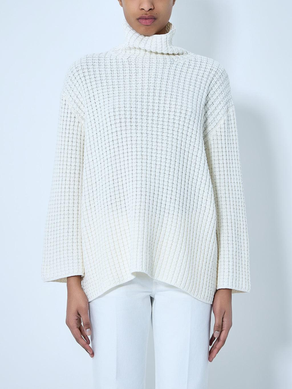 Waffle Knit Turtleneck Sweater