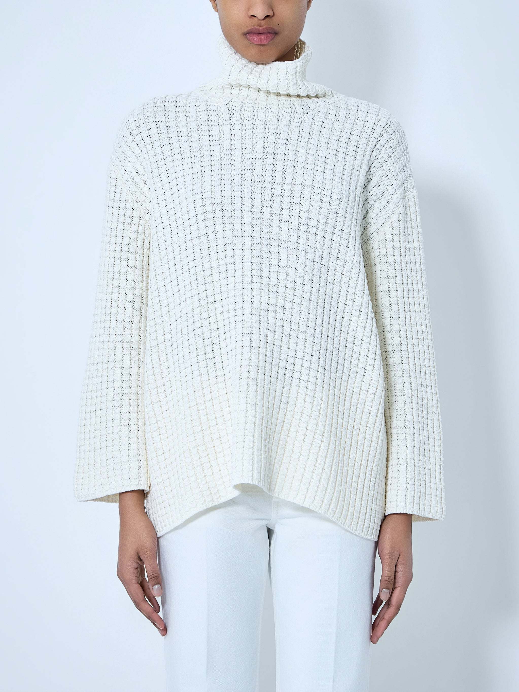 Waffle Knit Turtleneck Sweater