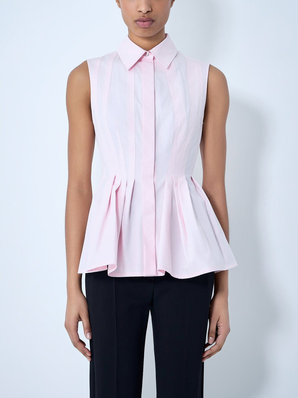 Sleeveless Pleated Blouse