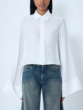 Button-Down Shirt With Long Flared Sleeves