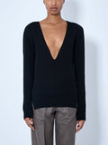 Deep V-Neck Ribbed Sweater