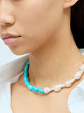 Turquoise And Baroque Pearl Collar Necklace