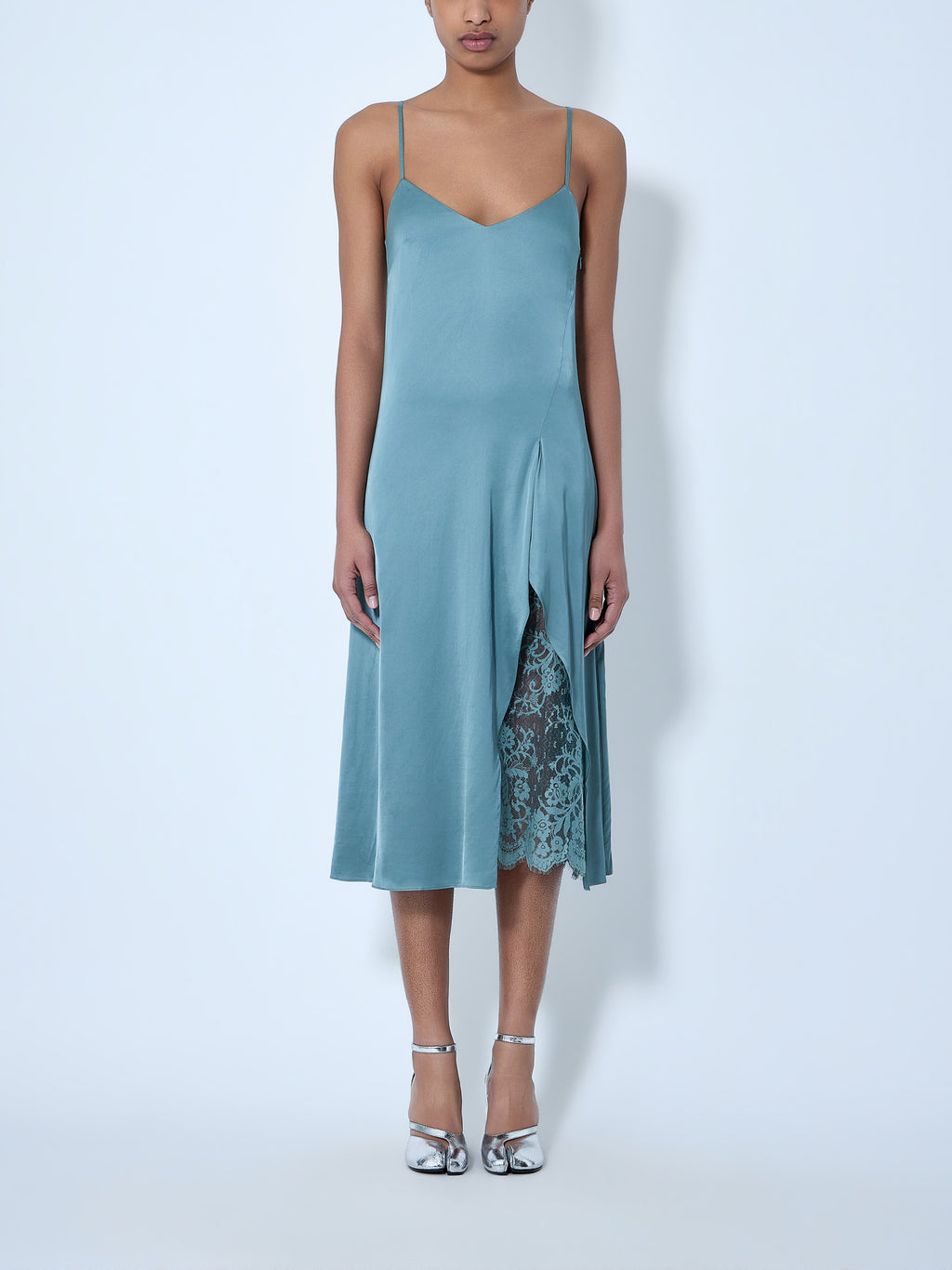 Lace-Trimmed Slip Dress