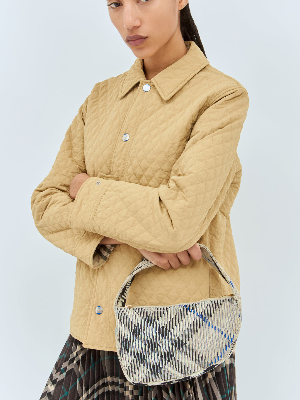 Check Mini Knitted Shoulder Bag