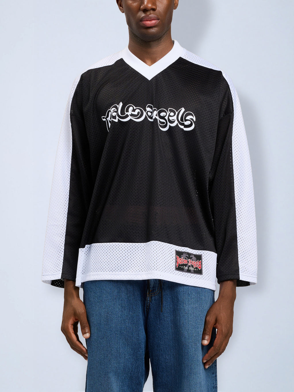 Thai Logo Mesh Loose Long-Sleeved T-Shirt