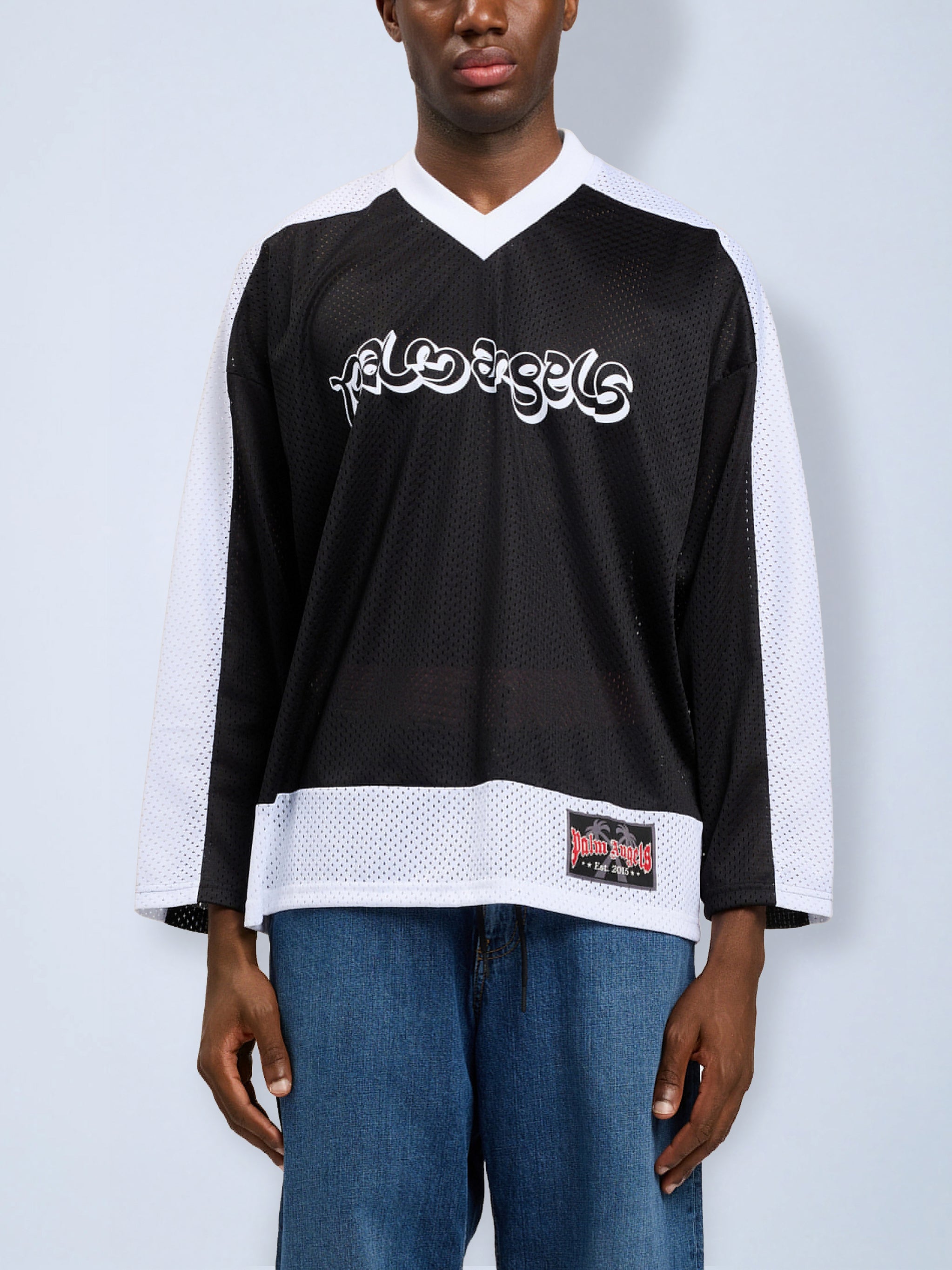 Thai Logo Mesh Loose Long-Sleeved T-Shirt