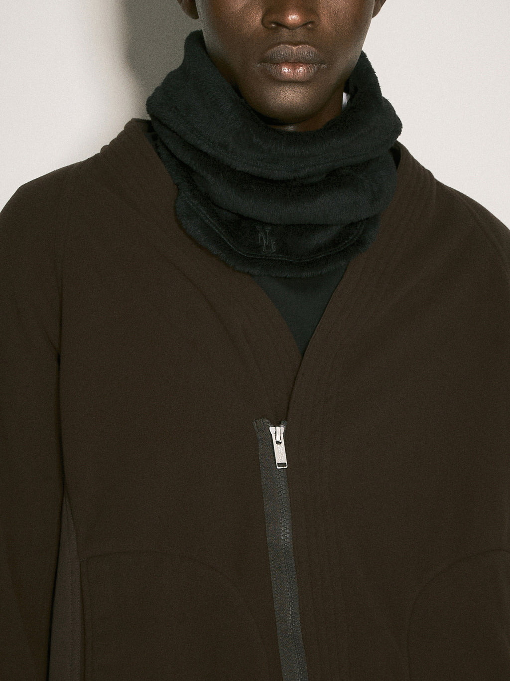 Logo Patch Velvet Scarf