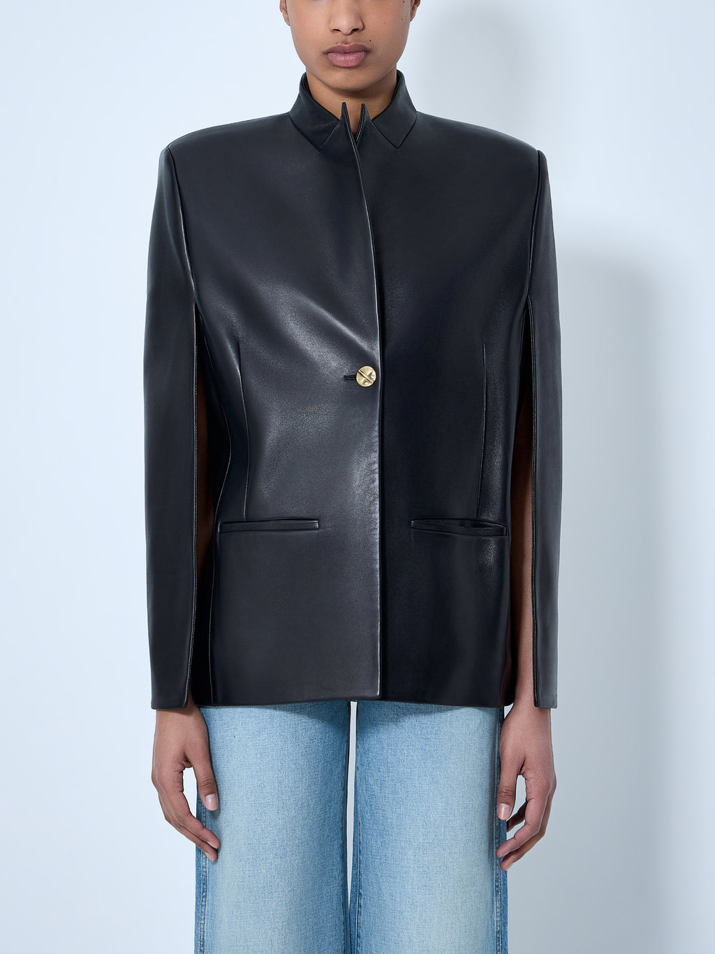 Single-Breasted Leather Jacket