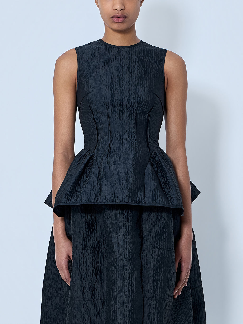 CBdaimi Stria Matelassé Peplum Top