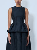 CBdaimi Stria Matelassé Peplum Top