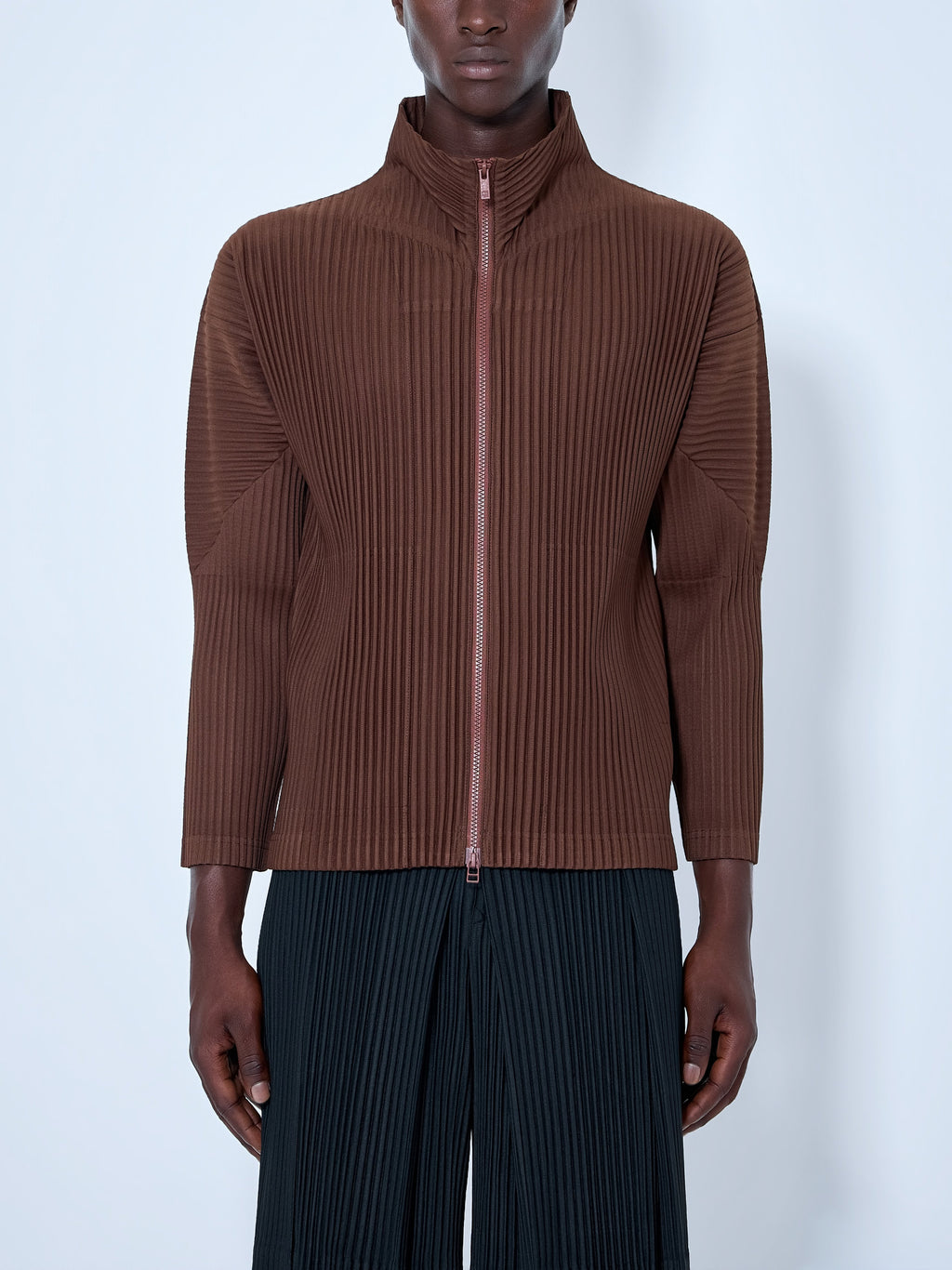 Pleated Zip-Up Jacket