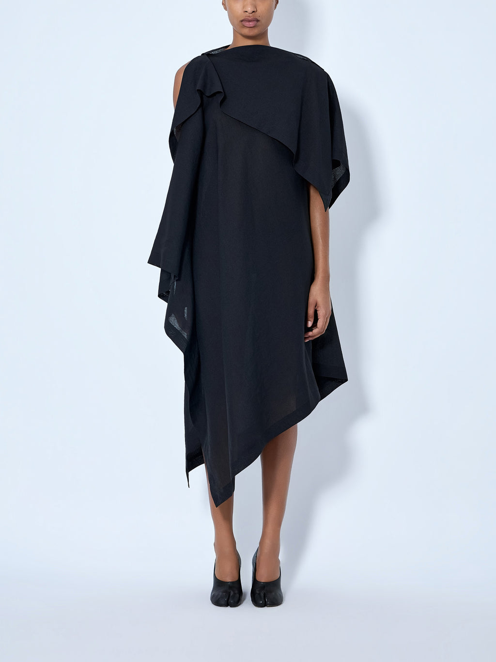All Squares Asymmetric Draped Midi Dress