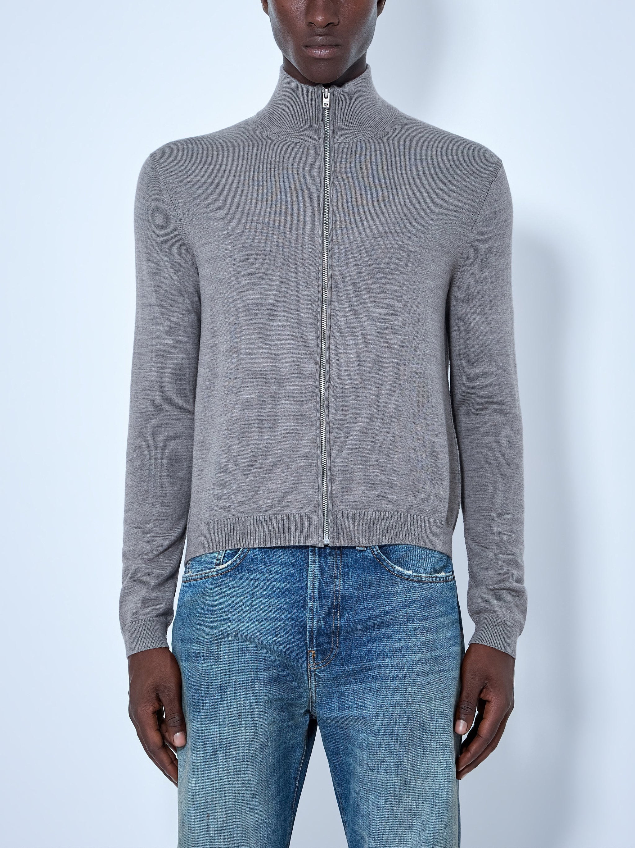 Zip-Up Bow Logo Cardigan