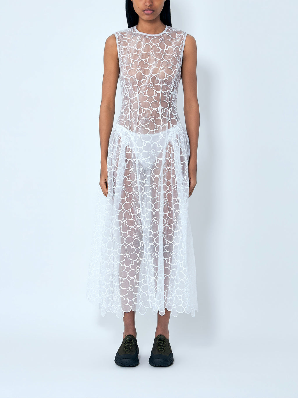 Sleeveless Lace Midi Dress