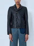 Leather Button-Front Jacket