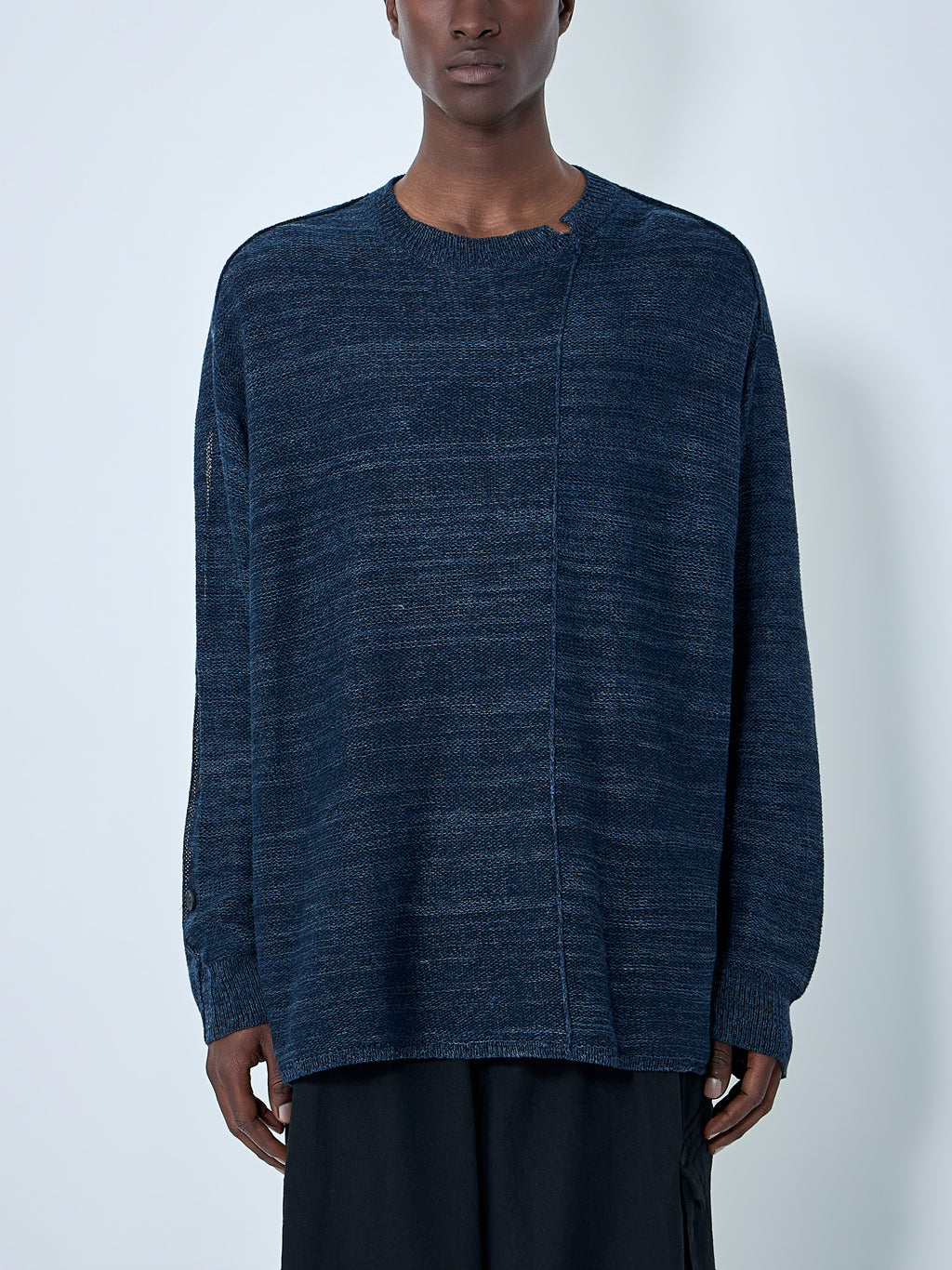 7G 2PLY Pallarel Yarn Button Detail Sweater