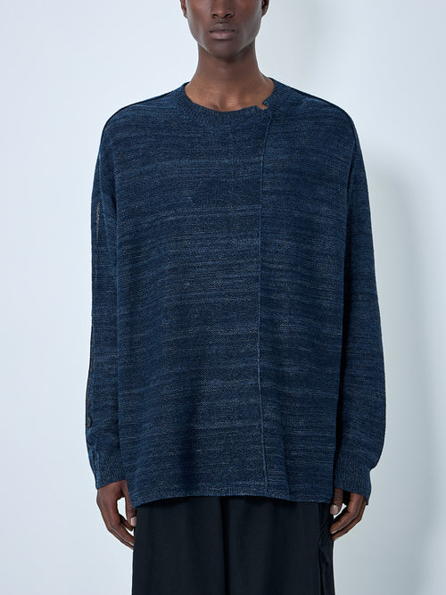 7G 2PLY Pallarel Yarn Button Detail Sweater