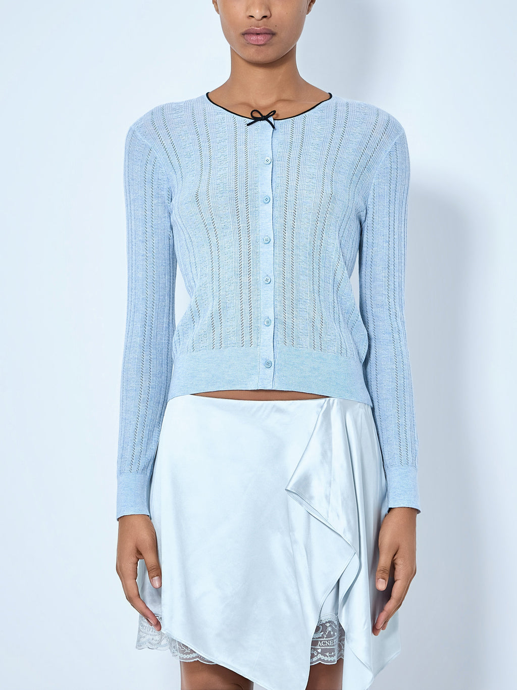 Ribbed Cardigan with Button Fastening