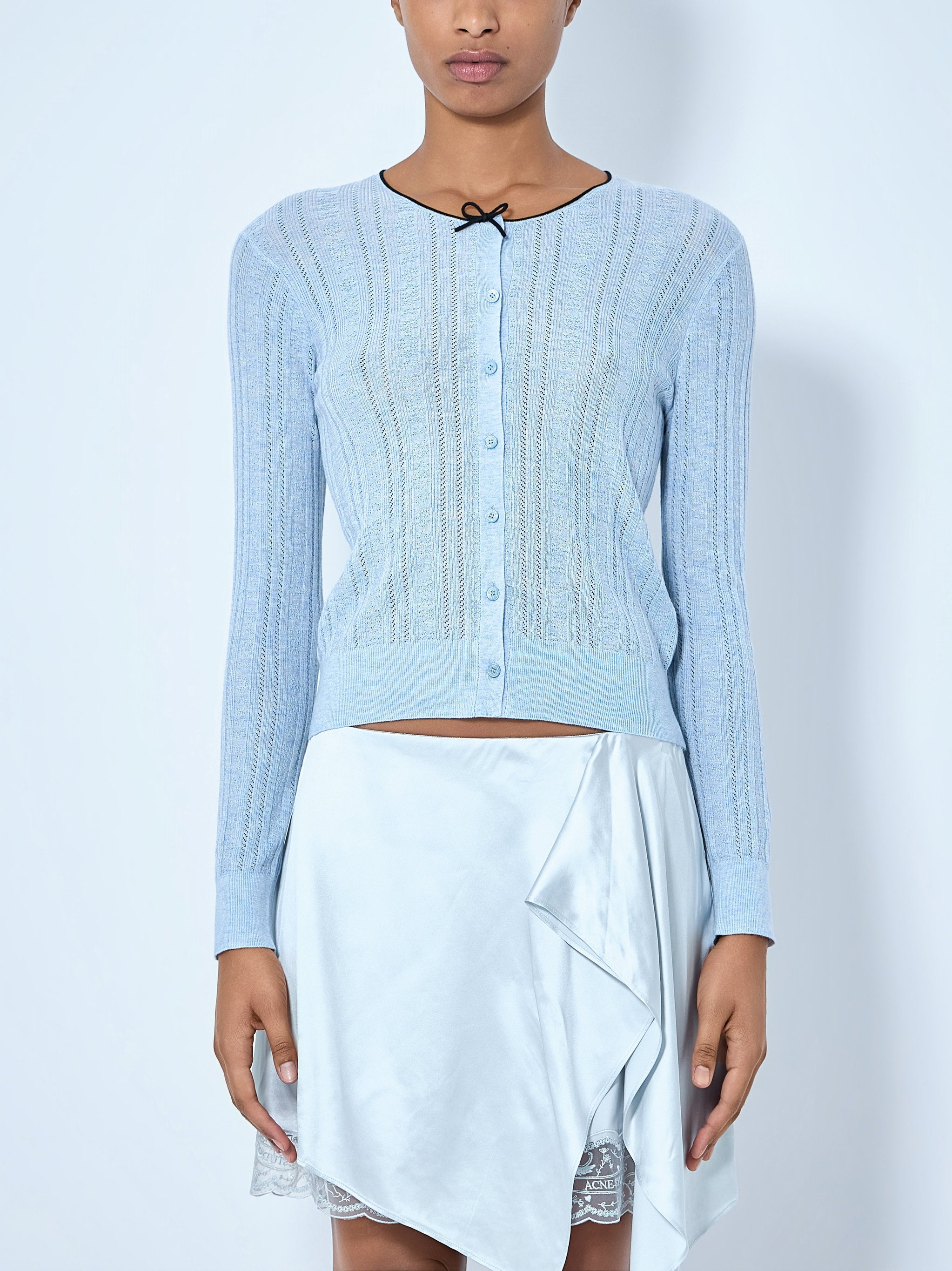 Ribbed Cardigan with Button Fastening