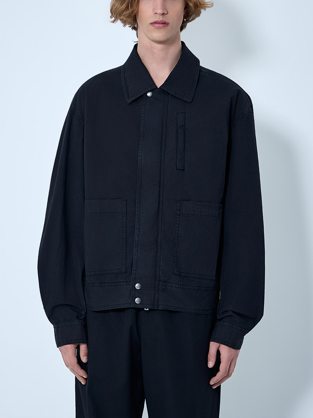 Cotton Jacket with Snap Fastening