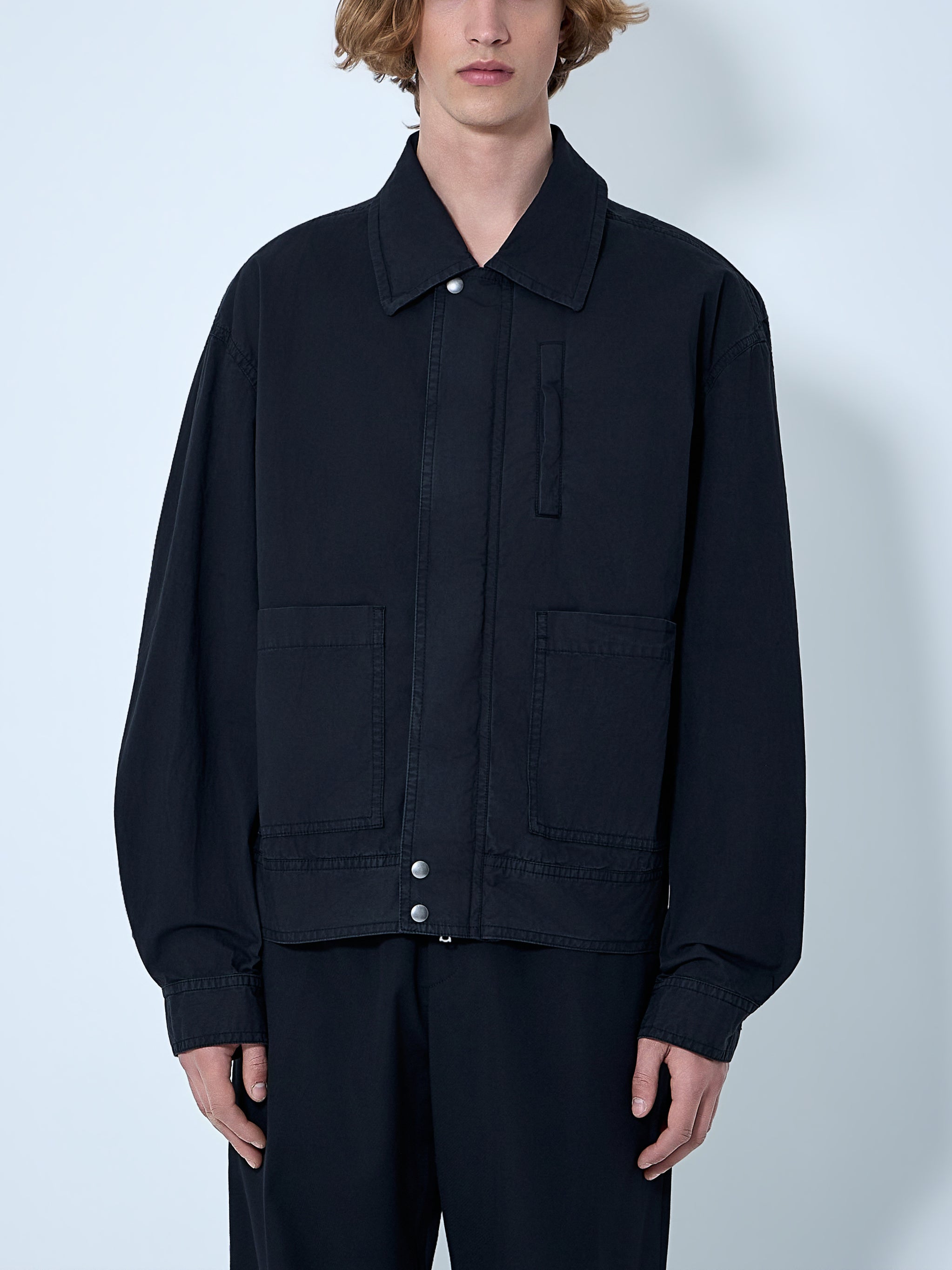Cotton Jacket with Snap Fastening