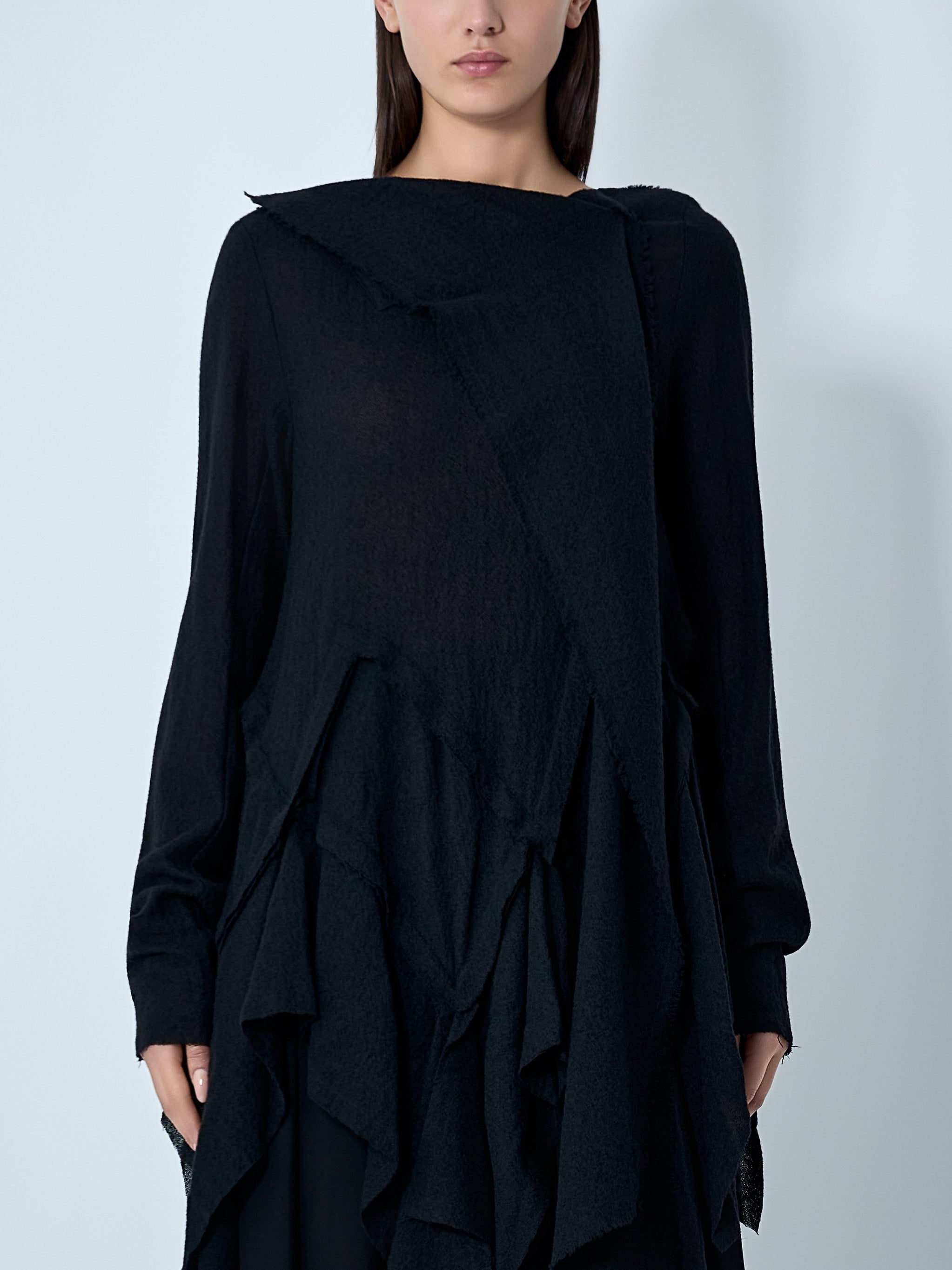 Gauzed Frilled Blouse