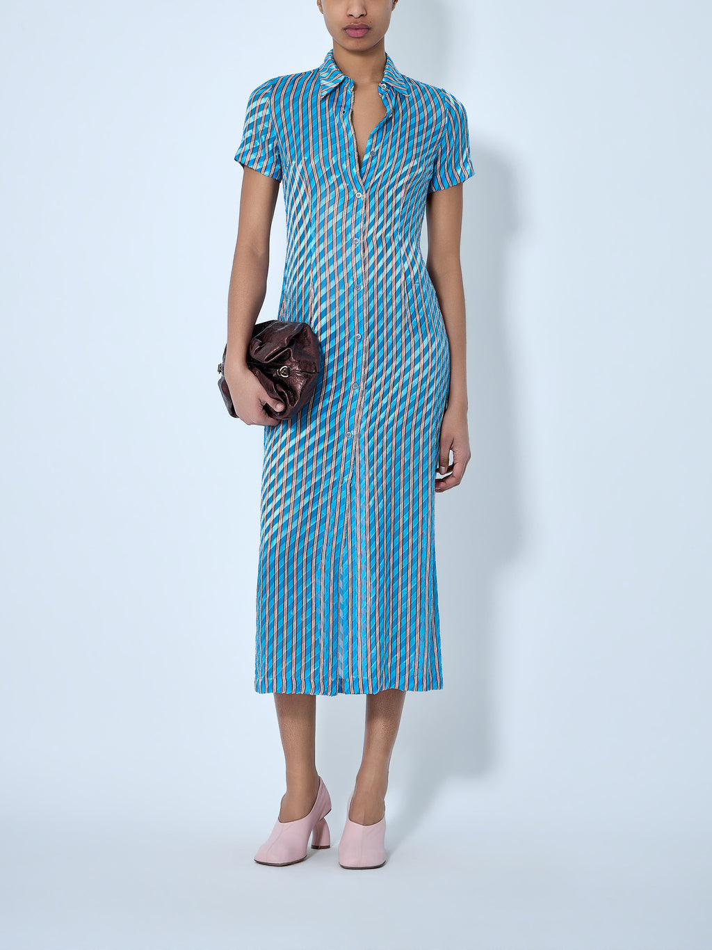 Striped Midi Shirt Dress