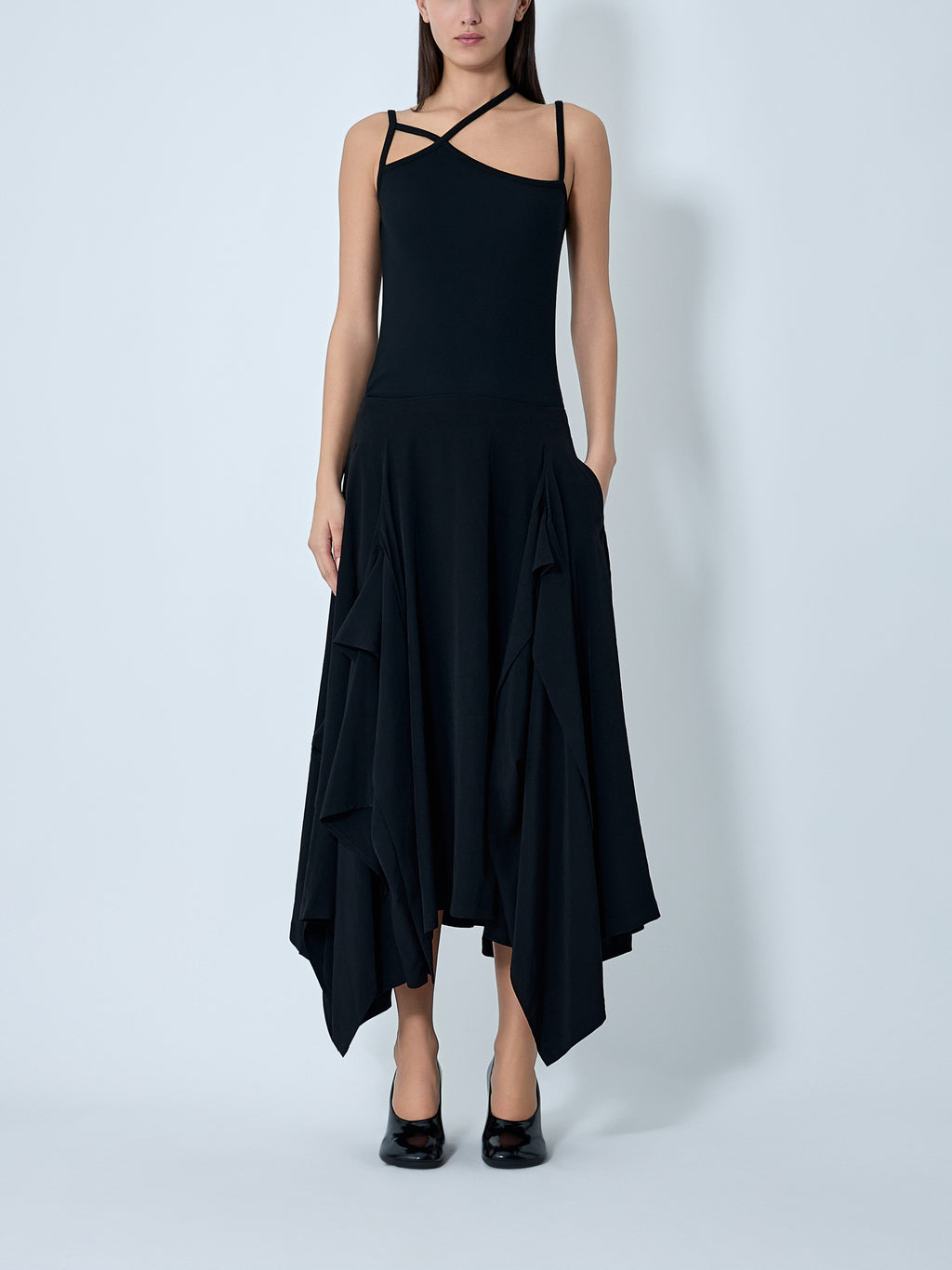 Paneled Flare Midi Skirt