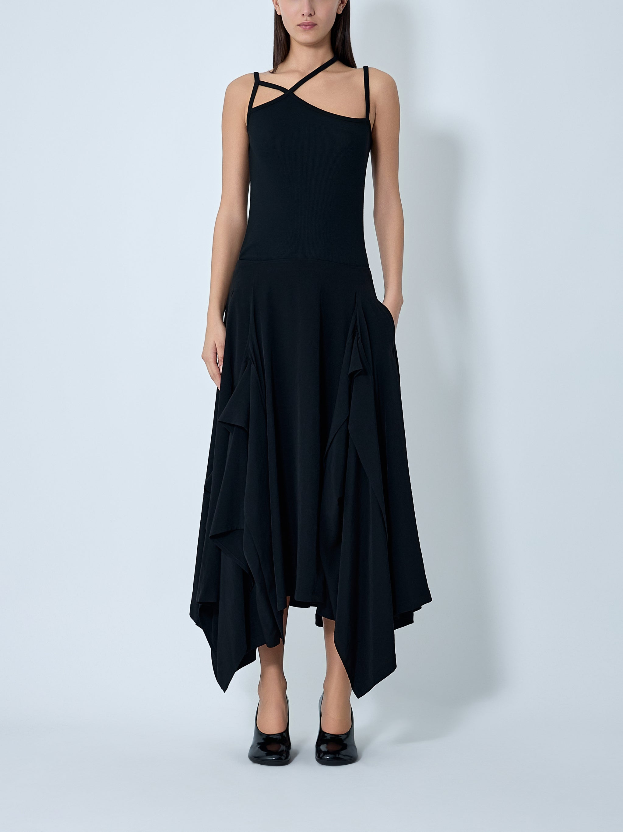Paneled Flare Midi Skirt