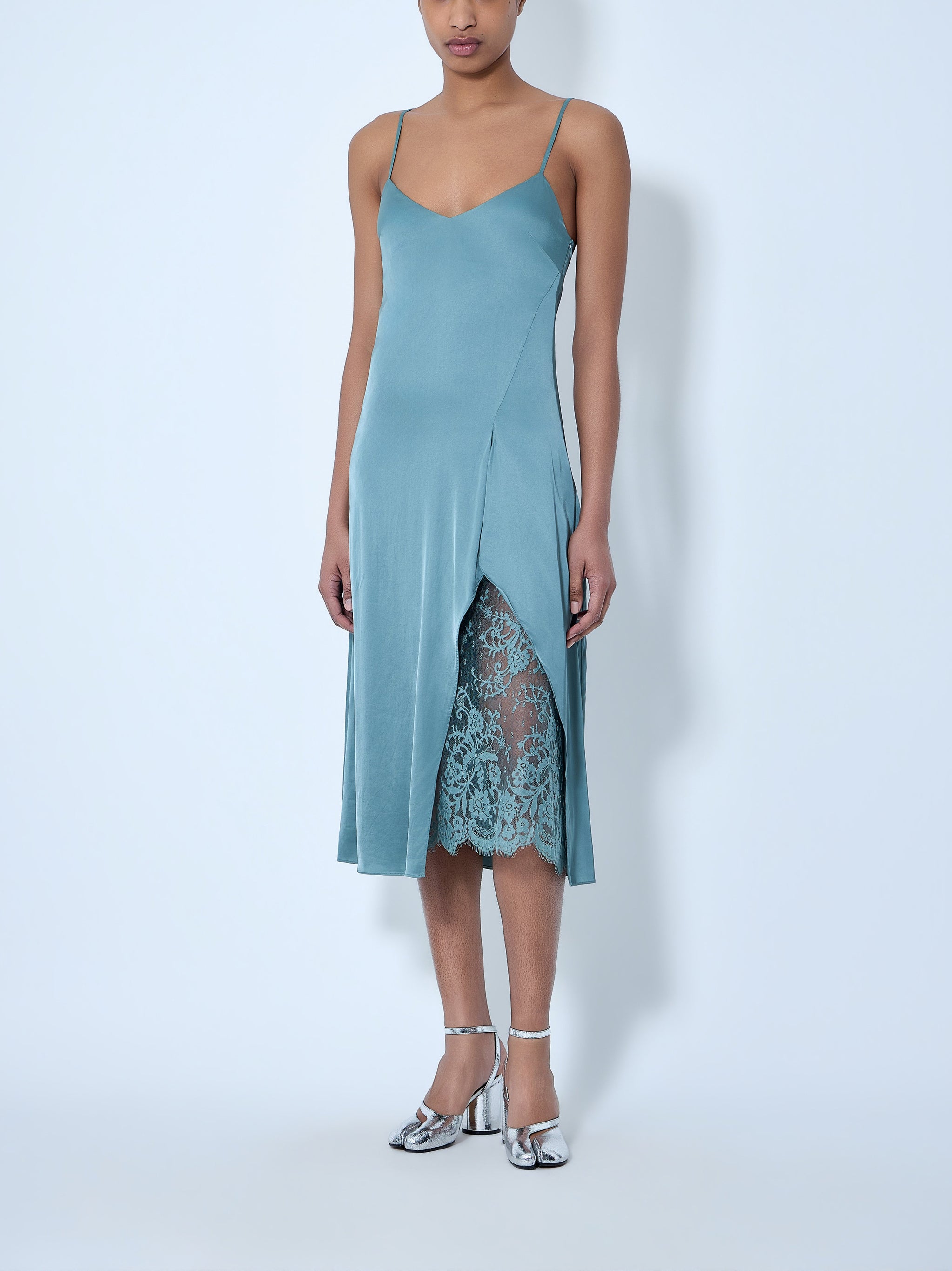 Lace-Trimmed Slip Dress