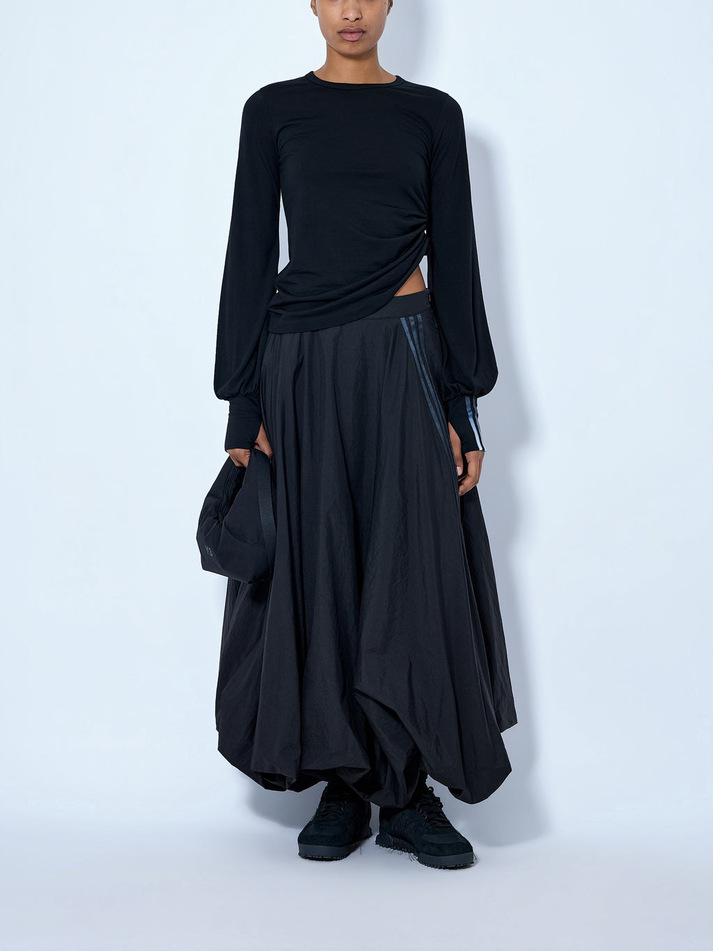 Wool Cinched Drape Longsleeve T-Shirt