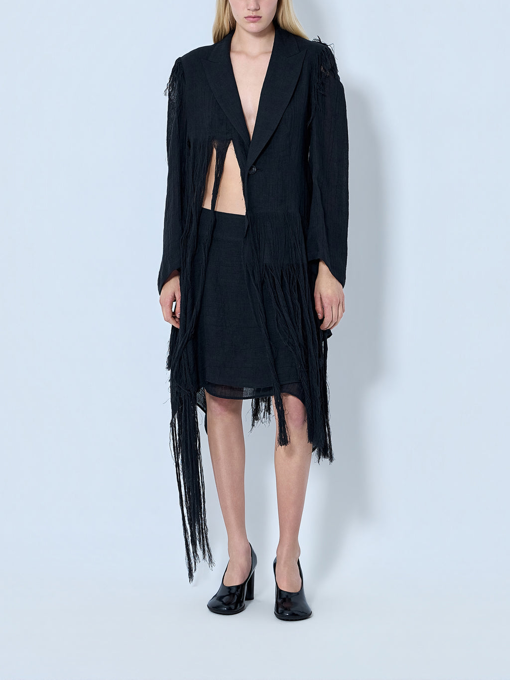 Asymmetric Fringe Skirt