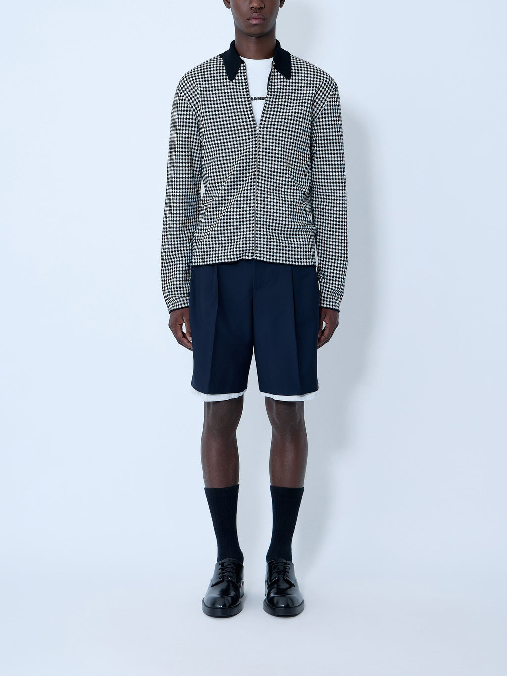 Houndstooth Zip-Up Shirt