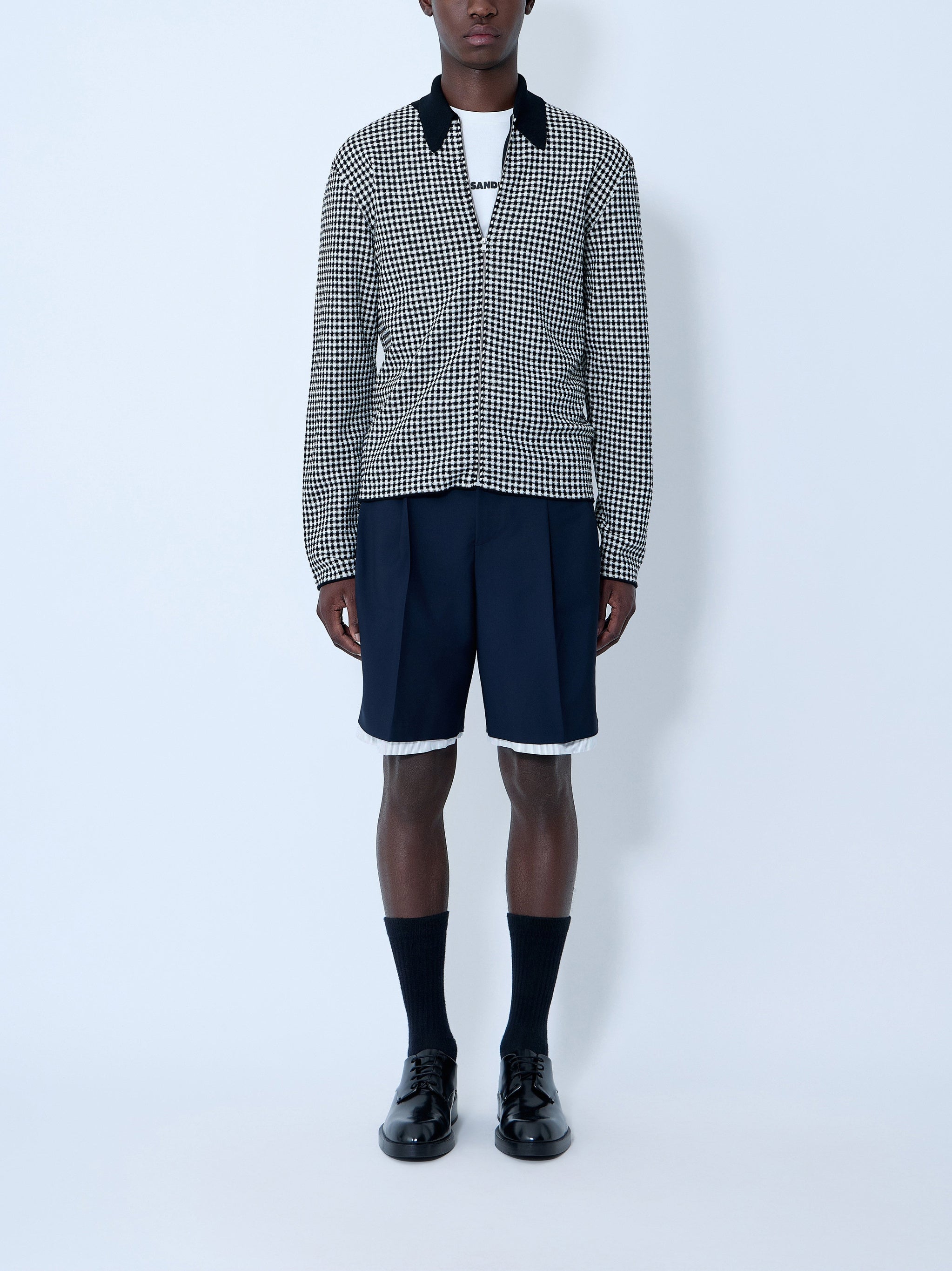 Houndstooth Zip-Up Shirt
